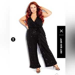 City chic dazzling jumpsuit black size 16